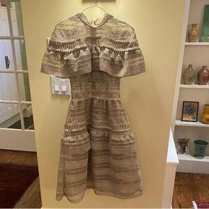 Self-Portrait Beige Lace Midi Dress